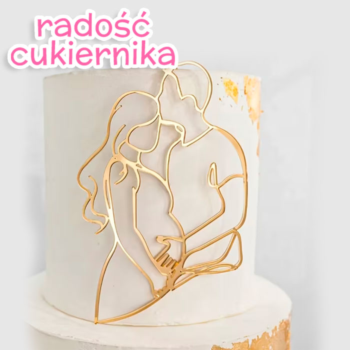 Topper na tort Sylwetka Pary 9 cm 