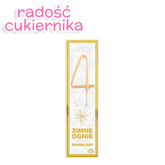 Zimne ognie Cyfra 4 złote 17cm  