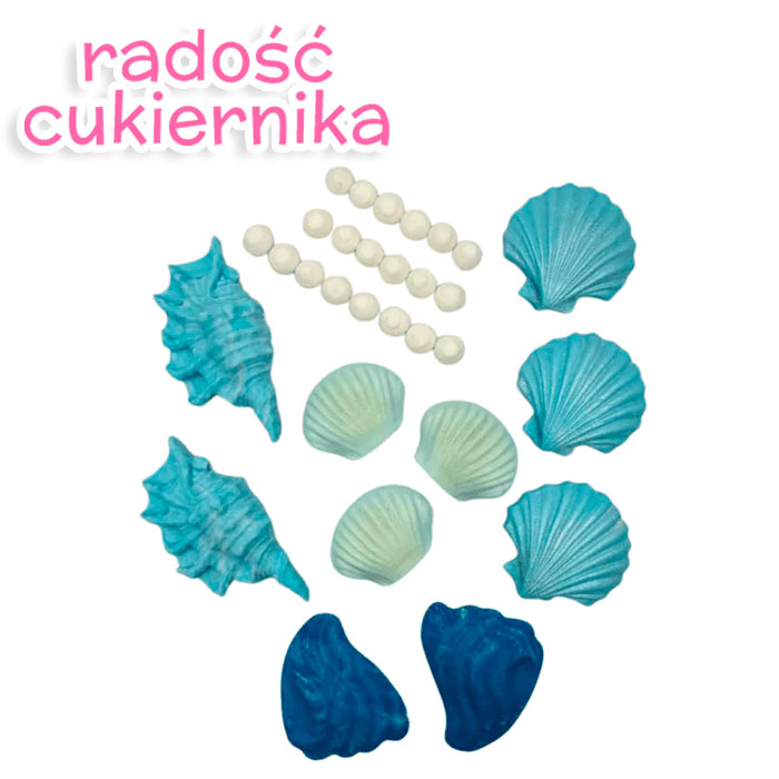 Figurki cukrowe – muszle morskie, 10 szt. 