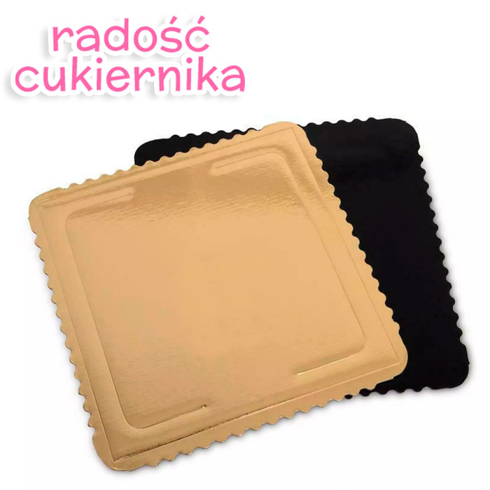  Podkład pod tort dwustronny złoto czarne, kwadratowy 28 x 28 cm, 1szt 