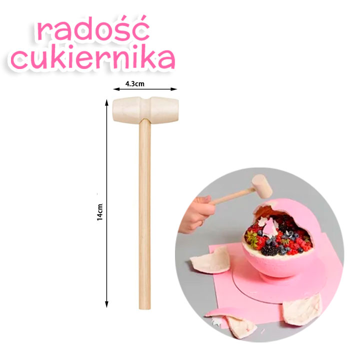 Drewniany młotek na deser 14 cm, 1szt 