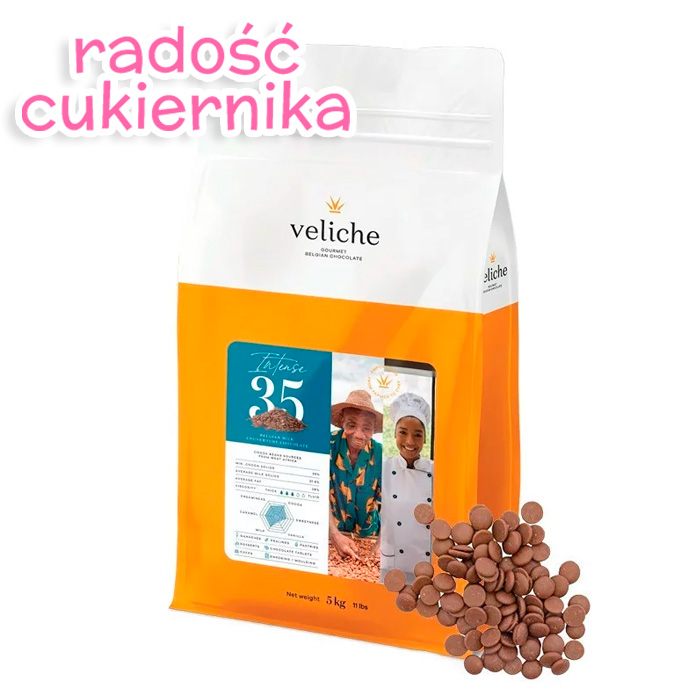 Czekolada mleczna Veliche Intense 35%, 2,5 kg 