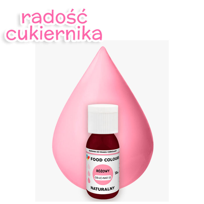 картинка Barwnik naturalny do białej czekolady "Food Colours" różowy, 18 ml 
