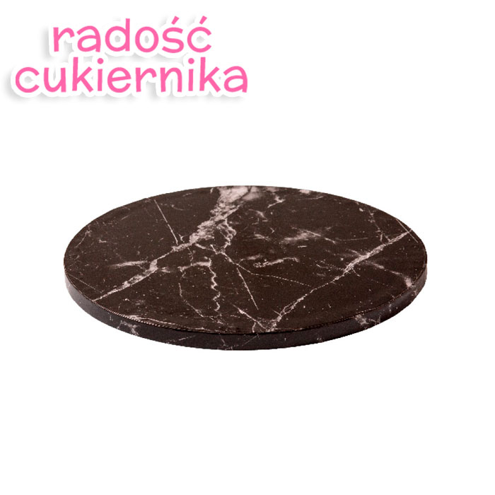  Podkład pod tort Decora gruby z efektem czarnego marmuru śr. 20 cm,1szt 