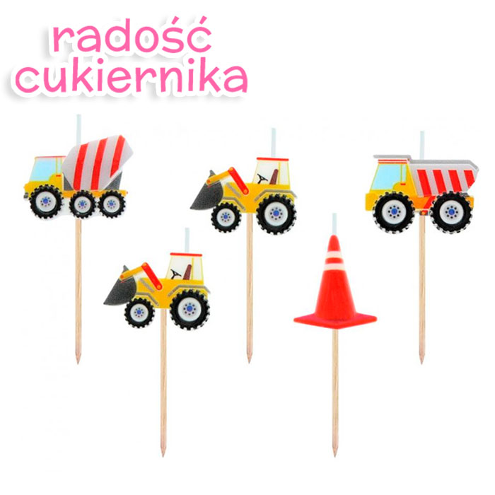 Świeczki pikery Plac budowy, 5 szt 