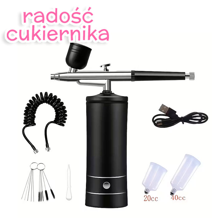Aerograf z akumulatorem USB czarny 