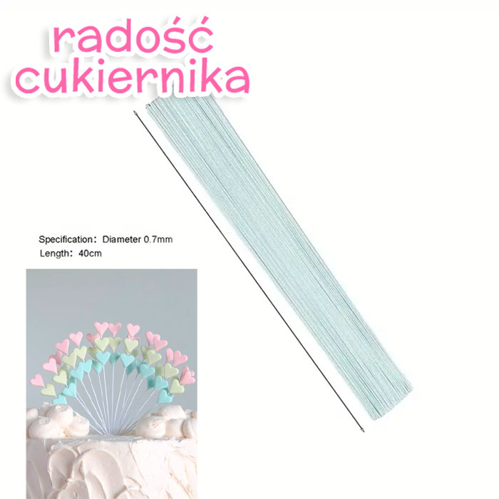 Drut biały grubość 0,7 mm, długość 40 cm, 10 szt 